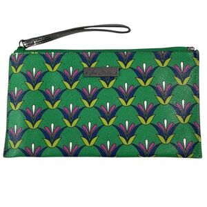 Vera Bradley Slim Zip Wallet Wristlet Green Emerald Diamonds